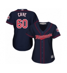 Women's Minnesota Twins #60 Jake Cave Authentic Navy Blue Alternate Road Cool Base Baseball Player Jersey