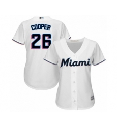 Women's Miami Marlins #26 Garrett Cooper Authentic White Home Cool Base Baseball Player Jersey