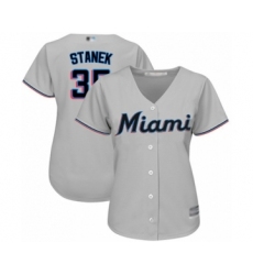 Women's Miami Marlins #35 Ryne Stanek Authentic Grey Road Cool Base Baseball Player Jersey