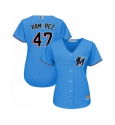 Women's Miami Marlins #47 Harold Ramirez Authentic Blue Alternate 1 Cool Base Baseball Player Jersey