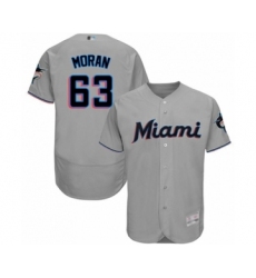 Men's Miami Marlins #63 Brian Moran Grey Road Flex Base Authentic Collection Baseball Player Jersey
