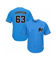 Youth Miami Marlins #63 Monte Harrison Authentic Blue Alternate 1 Cool Base Baseball Player Jersey