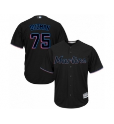Youth Miami Marlins #75 Jorge Guzman Authentic Black Alternate 2 Cool Base Baseball Player Jersey