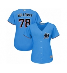 Women's Miami Marlins #78 Jordan Holloway Authentic Blue Alternate 1 Cool Base Baseball Player Jersey