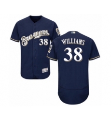 Men's Milwaukee Brewers #38 Devin Williams Navy Blue Alternate Flex Base Authentic Collection Baseball Player Jersey