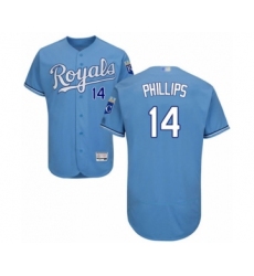 Men's Kansas City Royals #14 Brett Phillips Light Blue Alternate Flex Base Authentic Collection Baseball Player Jersey