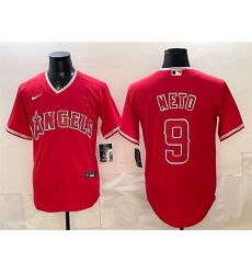 Men's Los Angeles Angels #9 Zach Neto Red Stitched Baseball Jersey