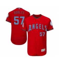 Men's Los Angeles Angels of Anaheim #57 Hansel Robles Authentic Red 2016 Father's Day Fashion Flex Base Baseball Player Jersey