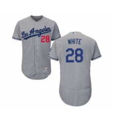 Men's Los Angeles Dodgers #28 Tyler White Grey Road Flex Base Authentic Collection Baseball Player Jersey