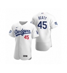Men's Los Angeles Dodgers #45 Matt Beaty White 2020 World Series Champions Authentic Jersey