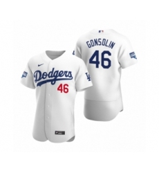 Men's Los Angeles Dodgers #46 Tony Gonsolin White 2020 World Series Champions Authentic Jersey
