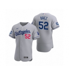 Men's Los Angeles Dodgers #52 Pedro Baez Gray 2020 World Series Champions Authentic Jerseys