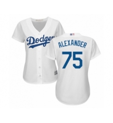 Women's Los Angeles Dodgers #75 Scott Alexander Authentic White Home Cool Base Baseball Player Jersey