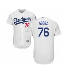 Men's Los Angeles Dodgers #76 Josh Sborz White Home Flex Base Authentic Collection Baseball Player Jersey