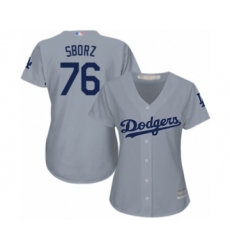 Women's Los Angeles Dodgers #76 Josh Sborz Authentic Grey Road Cool Base Baseball Player Jersey