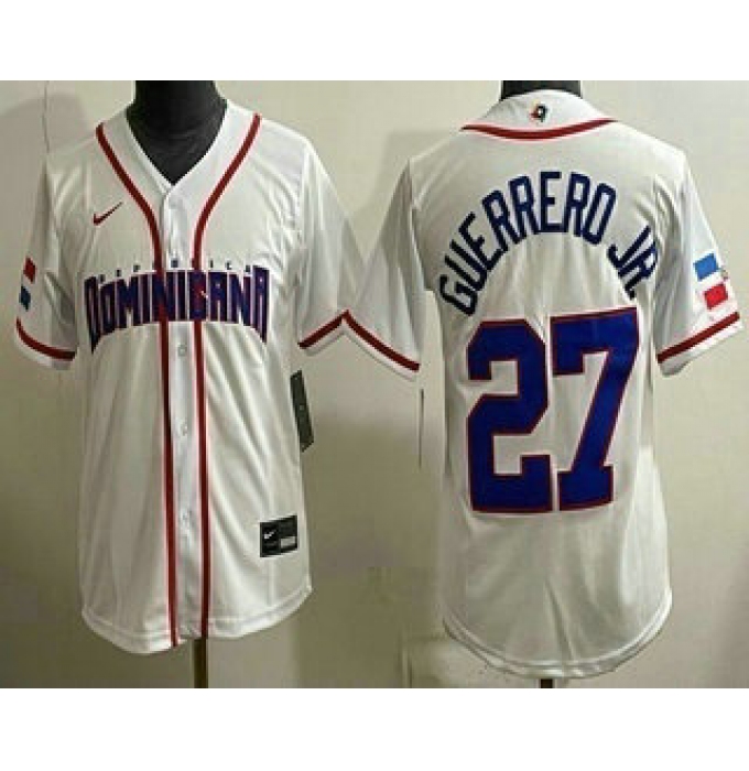 Women's Dominican #27 Vladimir Guerrero Jr White 2026 World Baseball Classic Cool Base Jersey