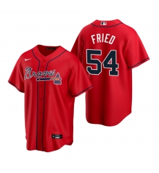 Men's Nike Atlanta Braves #54 Max Fried Red Alternate Stitched Baseball Jersey