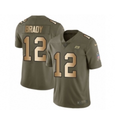 Men's Tampa Bay Buccaneers #12 Tom Brady Olive Gold Limited 2017 Salute To Service Jersey