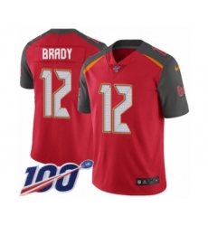 Youth Tampa Bay Buccaneers #12 Tom Brady Red Team Color Vapor Untouchable Limited Player 100th Season Football Jersey