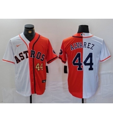 Men's Houston Astros #44 Yordan Alvarez Number White Orange Split Stitched Baseball Jersey
