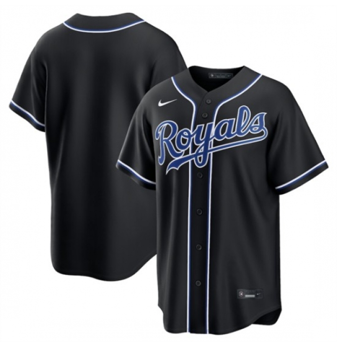 Men's Kansas City Royals Blank Black Out Stitched Baseball Jersey