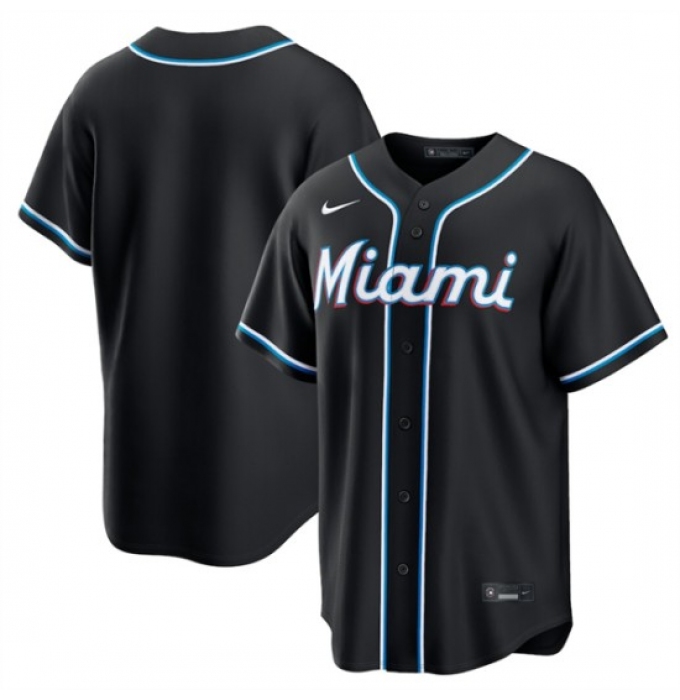 Men's Miami Marlins Blank 2026 Black Out Stitched Baseball Jersey