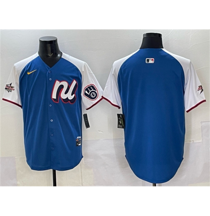 Men's National League Milwaukee Brewers Blank Blue Alternate 2025 All-Star Edition Limited Stitched Baseball Jersey