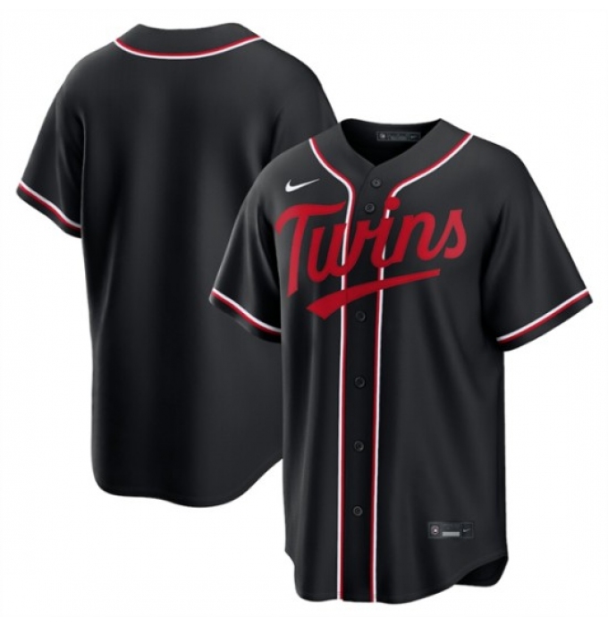 Men's Minnesota Twins Blank Black Out Stitched Baseball Jersey