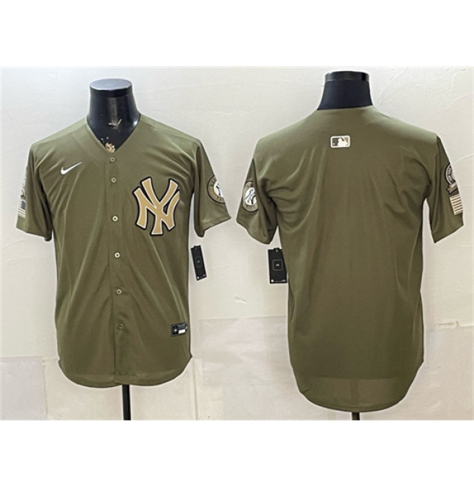 Men's New York Yankees Blank Olive 2026 Armed Forces Day Stitched Baseball Jersey