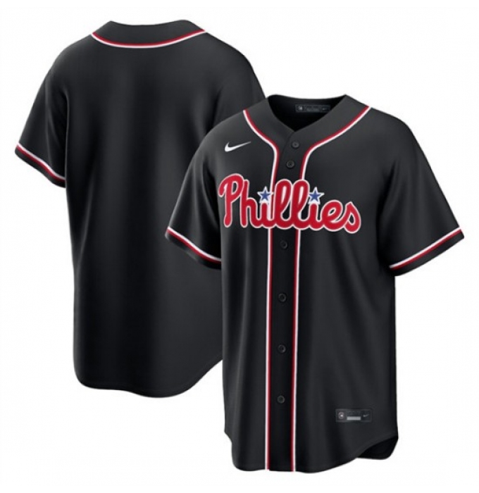 Men's Philadelphia Phillies Blank Fashion Black Out Stitched Baseball Jersey