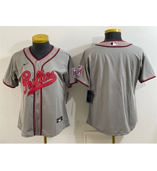 Women's Philadelphia Phillies Blank Gray 2026 Field of Dreams Stadium Stitched Baseball Jersey(Run Small)