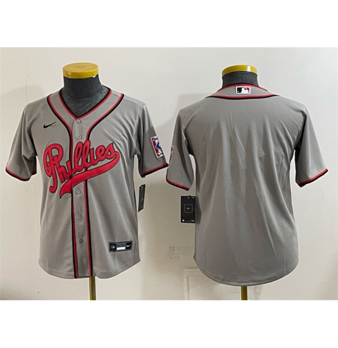 Youth Philadelphia Phillies Blank Gray 2026 Field of Dreams Stadium Stitched Baseball Jersey
