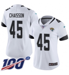 Women's Jacksonville Jaguars #45 K'Lavon Chaisson White Stitched NFL 100th Season Vapor Untouchable Limited Jersey