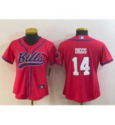 Women's Buffalo Bills #14 Stefon Diggs Red Stitched Cool Base Nike Baseball Jersey