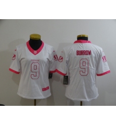 Women's Nike Cincinnati Bengals #9 Joe Burrow Color Rush Limited White Jersey