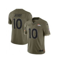 Men's Denver Broncos #10 Jerry Jeudy 2022 Olive Salute To Service Limited Stitched Jersey