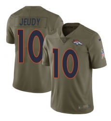 Men's Denver Broncos #10 Jerry Jeudy Olive Stitched Limited 2017 Salute To Service Jersey