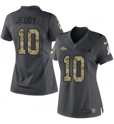Women's Denver Broncos #10 Jerry Jeudy Black Stitched Limited 2016 Salute to Service Jersey