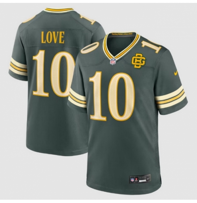 Men's Green Bay Packers #10 Jordan Love Nike Green 2026 Rivalries Collection Game Jerseys