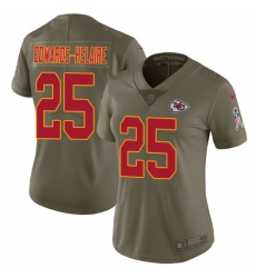 Women's Kansas City Chiefs #25 Clyde Edwards-Helaire Olive Stitched Limited 2017 Salute To Service Jersey