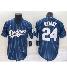 Men's Los Angeles Dodgers #24 Kobe Bryant Navy Blue Pinstripe Stitched MLB Cool Base Nike Jersey