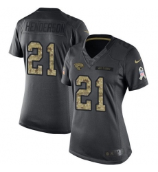 Women's Jacksonville Jaguars #21 C.J. Henderson Black Stitched Limited 2016 Salute to Service Jersey