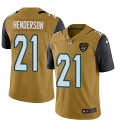 Youth Jacksonville Jaguars #21 C.J. Henderson Gold Stitched Limited Rush Jersey