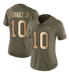Women's Jacksonville Jaguars #10 Laviska Shenault Jr. Olive Gold Stitched Limited 2017 Salute To Service Jersey