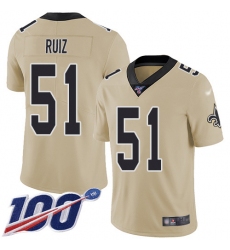 Youth New Orleans Saints #51 Cesar Ruiz Gold Stitched NFL Limited Inverted Legend 100th Season Jersey