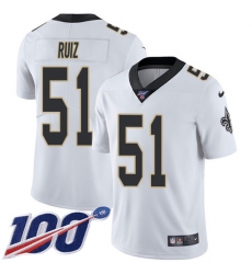 Youth New Orleans Saints #51 Cesar Ruiz White Stitched NFL 100th Season Vapor Untouchable Limited Jersey