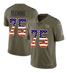 Nike New York Giants #75 Cameron Fleming Olive USA Flag Men's Stitched NFL Limited 2017 Salute To Service Jersey