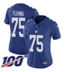 Women's New York Giants #75 Cameron Fleming Royal Blue Team Color Stitched 100th Season Vapor Untouchable Limited Jersey