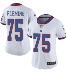 Women's New York Giants #75 Cameron Fleming White Stitched Limited Rush Jersey