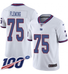 Youth New York Giants #75 Cameron Fleming White Stitched Limited Rush 100th Season Jersey